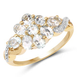 14K Yellow Gold Plated 1.30 Carat Genuine Aquamarine .925 Sterling Silver Ring