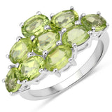 3.87 Carat Genuine Peridot .925 Sterling Silver Ring