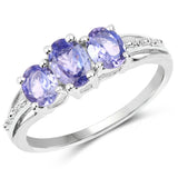 1.10 Carat Genuine Tanzanite .925 Sterling Silver Ring