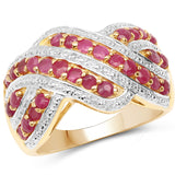 14K Yellow Gold Plated 1.35 Carat Genuine Ruby .925 Sterling Silver Ring