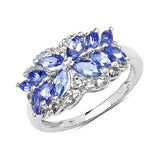 1.52 Carat Genuine Tanzanite & White Topaz .925 Sterling Silver Ring