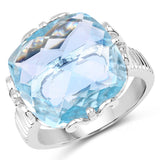 15.41 ct. Genuine Blue Topaz .925 Sterling Silver Ring