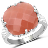 12.75 Carat Genuine Peach Moonstone .925 Sterling Silver Ring