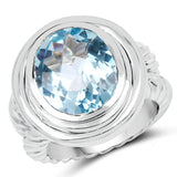 8.70 Carat Genuine Blue Topaz .925 Sterling Silver Ring