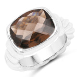 7.53 Carat Genuine Smoky Quartz .925 Sterling Silver Ring