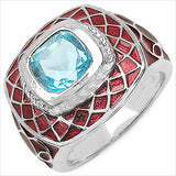 2.65 Carat Genuine Swiss Blue Topaz .925 Sterling Silver Ring