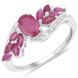 1.90 Carat Glass Filled Ruby and Ruby .925 Sterling Silver Ring