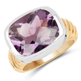Two Tone Plated 8.80 Carat Genuine Amethyst .925 Sterling Silver Ring
