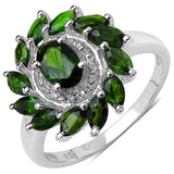 1.43 Carat Genuine Chrome Diopside .925 Sterling Silver Ring