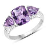 2.70 carat Genuine Amethyst .925 Sterling Silver Ring