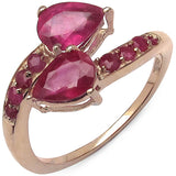 14K Rose Gold Plated 2.03 Carat Genuine Glass Filled Ruby .925 Sterling Silver Ring
