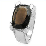5.48 Carat Genuine Smoky Quartz .925 Sterling Silver Ring
