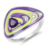 0.45 Carat Genuine Amethyst & White Topaz .925 Sterling Silver Ring