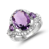 6.10 ct.. t.w. Amethyst and White Topaz Ring in Sterling Silver