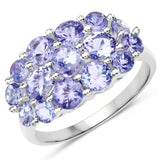 2.61 Carat Genuine Tanzanite .925 Sterling Silver Ring