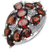 5.29 Carat Genuine Garnet & White Topaz .925 Sterling Silver Ring