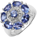 2.58 Carat Genuine Tanzanite & White Topaz .925 Sterling Silver Ring
