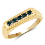 14K Yellow Gold Plated 0.50 ct. Genuine Blue Diamond .925 Sterling Silver Ring