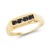 14K Yellow Gold Plated 0.48 Carat Genuine Black Diamond .925 Sterling Silver Ring