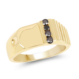 14K Yellow Gold Plated 0.20 Carat Genuine Black Diamond .925 Sterling Silver Ring