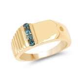 14K Yellow Gold Plated 0.20 ct. Genuine Blue Diamond .925 Sterling Silver Ring