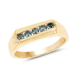 14K Yellow Gold Plated 0.35 ct. Genuine Blue Diamond .925 Sterling Silver Ring