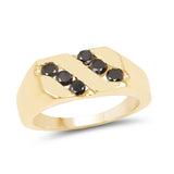 14K Yellow Gold Plated 0.60 Carat Genuine Black Diamond .925 Sterling Silver Ring