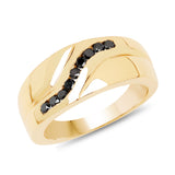 14K Yellow Gold Plated 0.27 Carat Genuine Black Diamond .925 Sterling Silver Ring