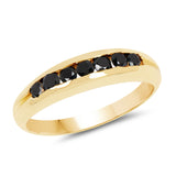 14K Yellow Gold Plated 0.35 ct. Genuine Black Diamond .925 Sterling Silver Ring for women