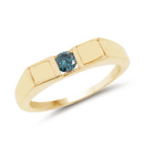 14K Yellow Gold Plated 0.25 ct. Genuine Blue Diamond .925 Sterling Silver Ring