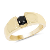 14K Yellow Gold Plated 0.25 ct Genuine Black Diamond .925 Sterling Silver Ring for women