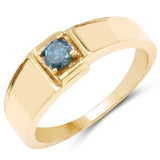 14K Yellow Gold Plated 0.25 ct. Genuine Blue Diamond .925 Sterling Silver Ring