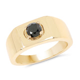 14K Yellow Gold Plated 0.25 ct. Genuine Black Diamond .925 Sterling Silver Ring