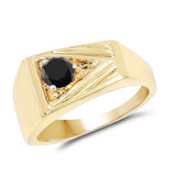 14K Yellow Gold Plated 0.25 ct Genuine Black Diamond .925 Sterling Silver Ring for women