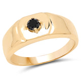 14K Yellow Gold Plated 0.20 Carat Genuine Black Diamond .925 Sterling Silver Ring