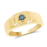 14K Yellow Gold Plated 0.20 ct. Blue Diamond .925 Sterling Silver Ring