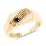 14K Yellow Gold Plated 0.12 ct. Black Diamond .925 Sterling Silver Ring