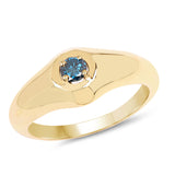 14K Yellow Gold Plated 0.20 ct. Blue Diamond .925 Sterling Silver Ring for women