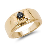 14K Yellow Gold Plated 0.25 ct. Genuine Black Diamond .925 Sterling Silver Ring