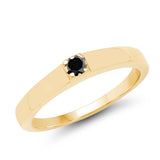 14K Yellow Gold Plated 0.12 ct. Black Diamond .925 Sterling Silver Ring for women