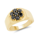 14K Yellow Gold Plated 0.98 ct. Genuine Black Diamond .925 Sterling Silver Ring