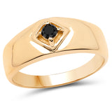14K Yellow Gold Plated 0.12 ct Genuine Black Diamond .925 Sterling Silver Ring