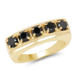 14K Yellow Gold Plated 1.25 Carat Genuine Black Diamond .925 Sterling Silver Ring
