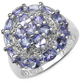 2.88 Carat Genuine Tanzanite .925 Sterling Silver Ring