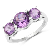 3.26 Carat Genuine Amethyst .925 Sterling Silver Ring