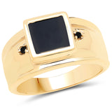 2.03 Carat Genuine Black Onyx and Black Diamond .925 Sterling Silver Ring
