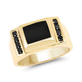 2.14 ct Genuine Black Onyx and Black Diamond .925 Sterling Silver Ring