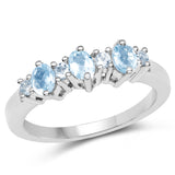 0.59 Carat Genuine Aquamarine and Blue Topaz .925 Sterling Silver Ring