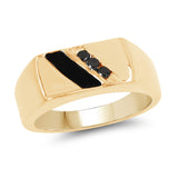 14K Yellow Gold Plated 0.12 ct Genuine Black Diamond .925 Sterling Silver Ring