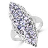 1.03 Carat Genuine Tanzanite and White Topaz .925 Sterling Silver Ring